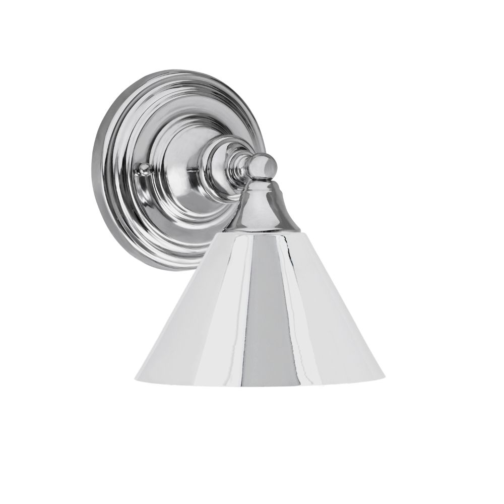 Toltec 40-CH-421 Wall Sconce Shown In Chrome Finish With 7" Chrome Cone Metal Shade
