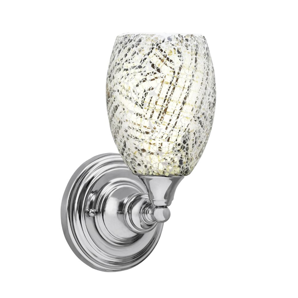 Toltec 40-CH-5054 Wall Sconce Shown In Chrome Finish With 5" Natural Fusion Glass
