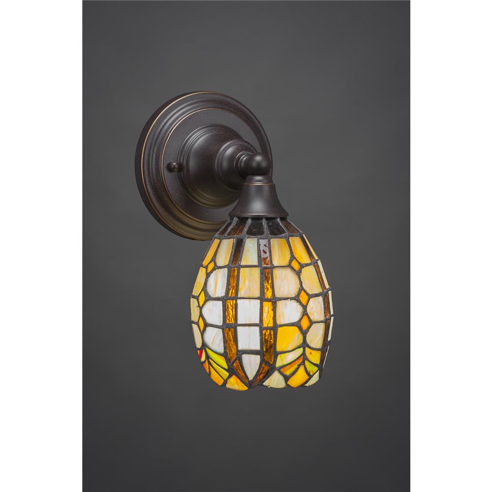 Toltec Lighting 40-DG-9871 Wall Sconce with 5.5 in. Paradise Tiffany Glass in Dark Granite