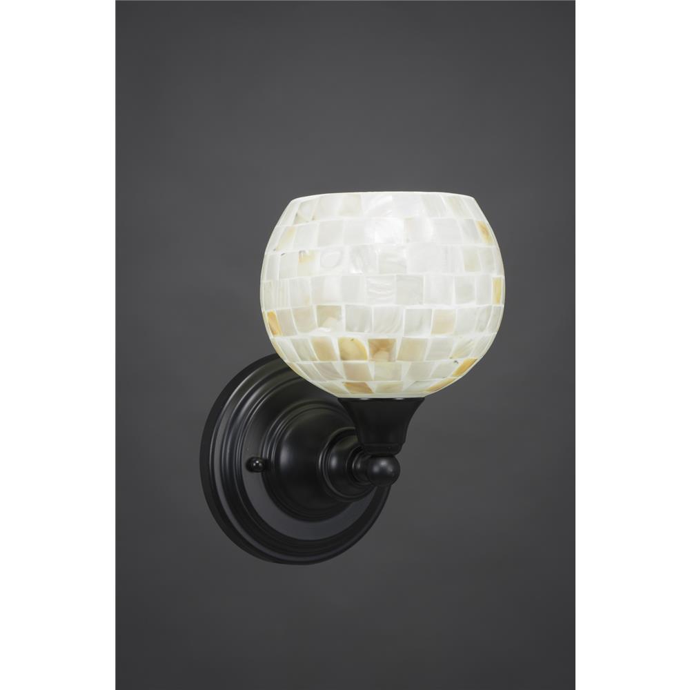 Toltec 40-MB-405 Wall Sconce Shown In Matte Black Finish With 6" Seashell Glass