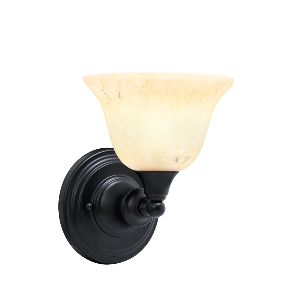 Toltec 40-MB-508 Wall Sconce Shown In Matte Black Finish With 7" Italian Marble Glass