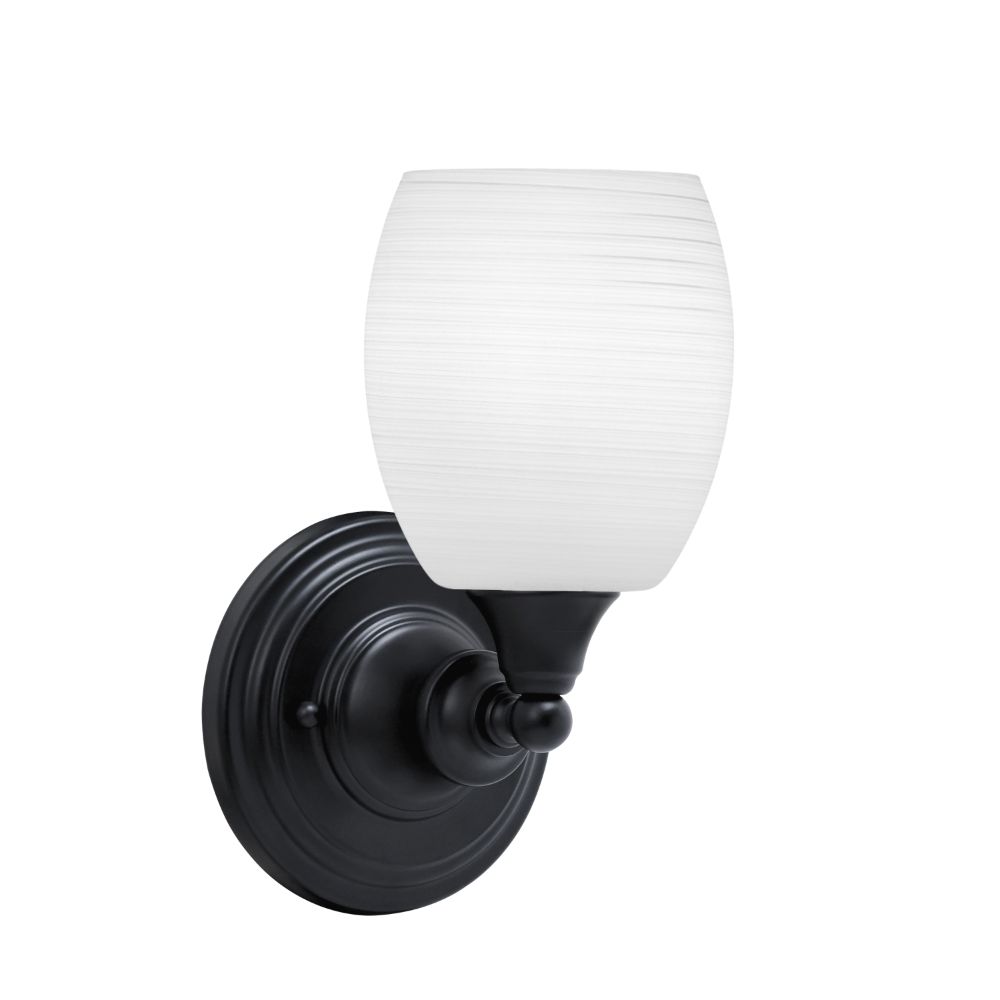 Toltec 40-MB-615 Wall Sconce Shown In Matte Black Finish With 5" White Linen Glass