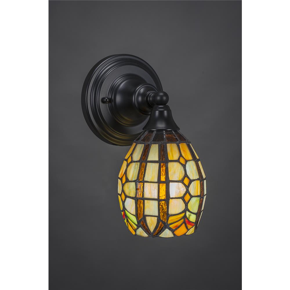 Toltec Lighting 40-MB-9871 Wall Sconce with 5.5 in. Paradise Tiffany Glass in Matte Black