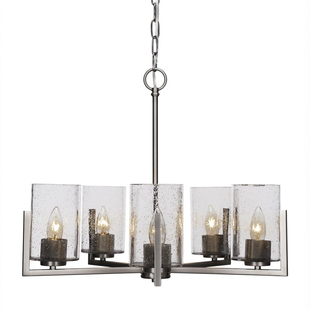 Toltec Lighting 4505-GP-300 Atlas 5 Light Chandelier In Graphite Finish With 4” Clear Bubble Glass
