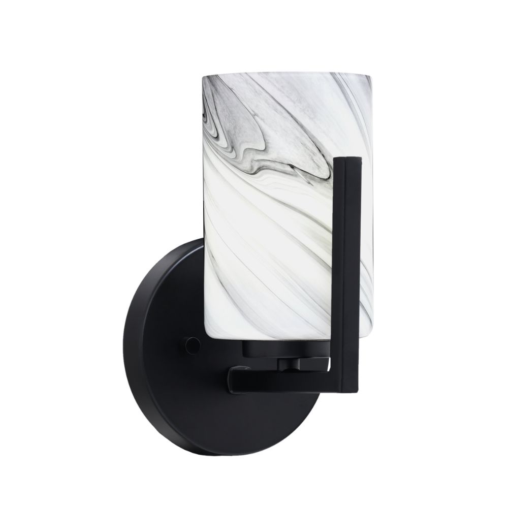 Toltec Lighting 4511-MB-3002 Atlas 1 Light Wall Sconce in Matte Black Finish With 4" Smoke Bubble Glass