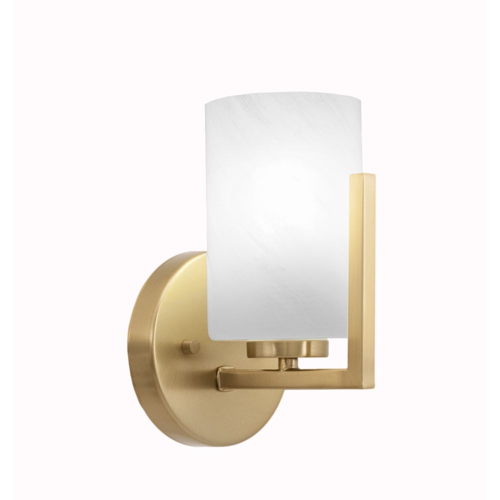 Toltec Lighting Atlas 1 Light Wall Sconce in New Age Brass Finish With 4" White Marble Glass