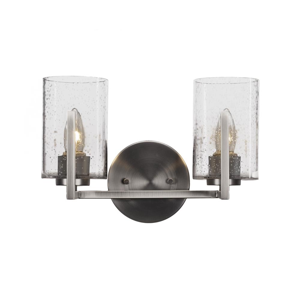 Toltec Lighting 4512-GP-300 Atlas 2 Light Bath Bar in Graphite Finish With 4” Clear Bubble Glass