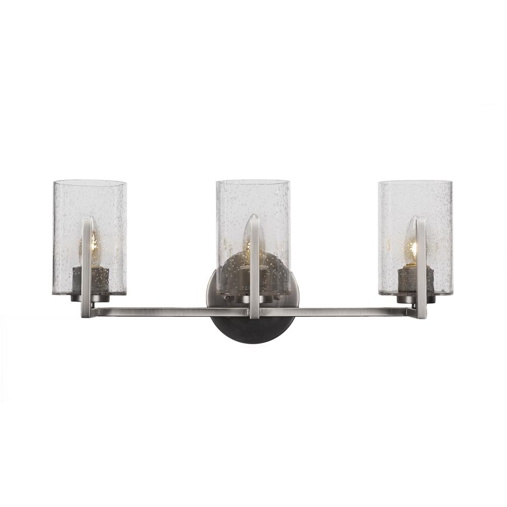 Toltec Lighting 4513-GP-300 Atlas 3 Light Bath Bar in Graphite Finish With 4” Clear Bubble Glass