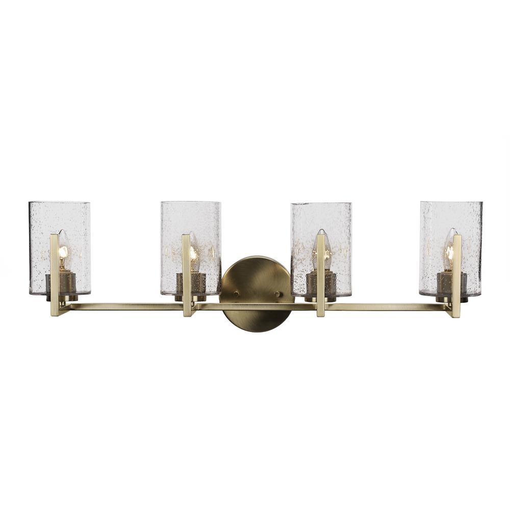 Toltec Lighting 4514-NAB-300 Atlas 4 Light Bath Bar in New Age Brass Finish With 4” Clear Bubble Glass