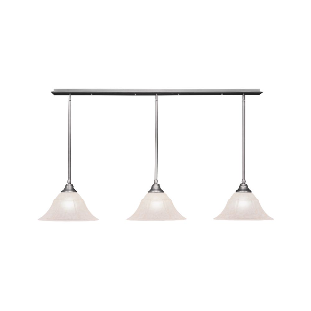 Toltec Lighting 48-BN-53318 3 Light Multi Light Pendant With Hang Straight Swivels in Brushed Nickel Finish With 14" Italian Marble Glass