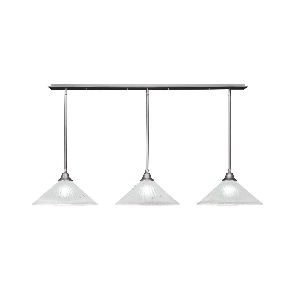 Toltec Lighting 48-BN-711 3 Light Multi Light Pendant With Hang Straight Swivels in Brushed Nickel Finish With 16" Frosted Crystal Glass