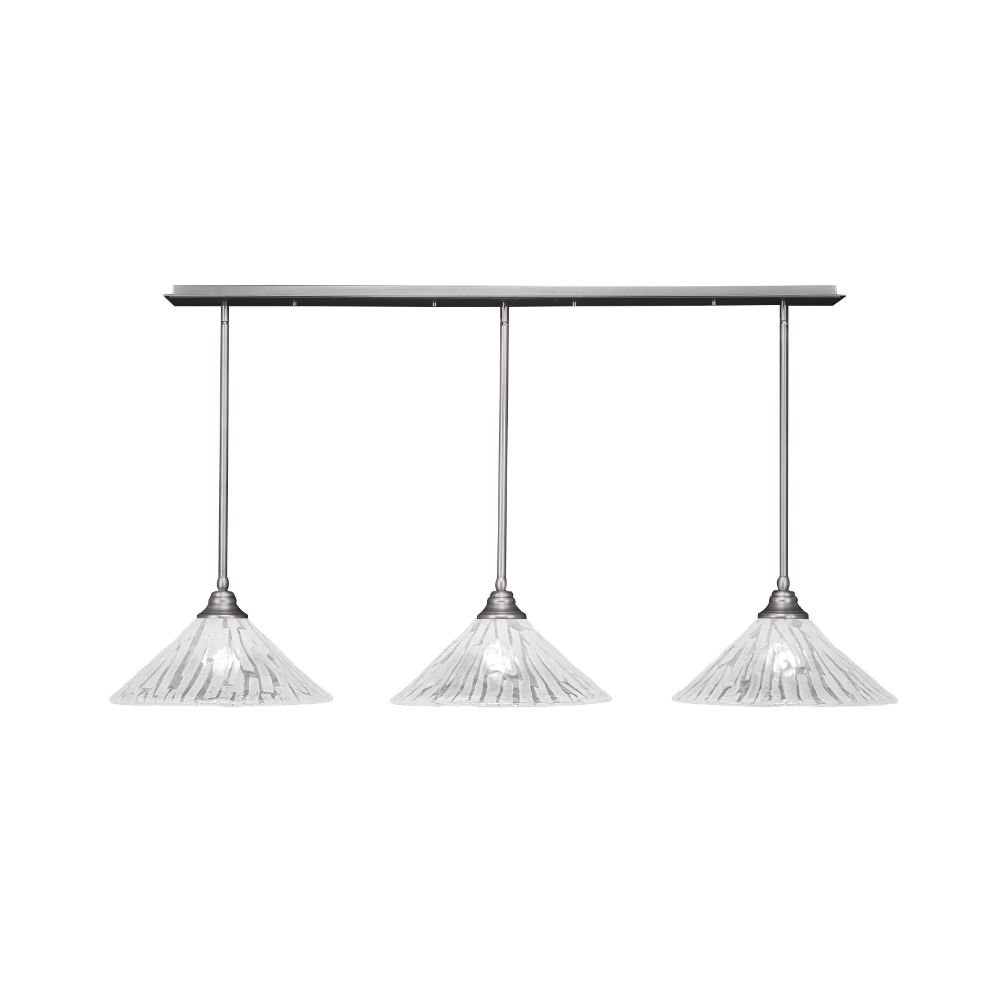 Toltec Lighting 48-BN-719 3 Light Multi Light Pendant With Hang Straight Swivels in Brushed Nickel Finish With 16" Italian Ice Glass