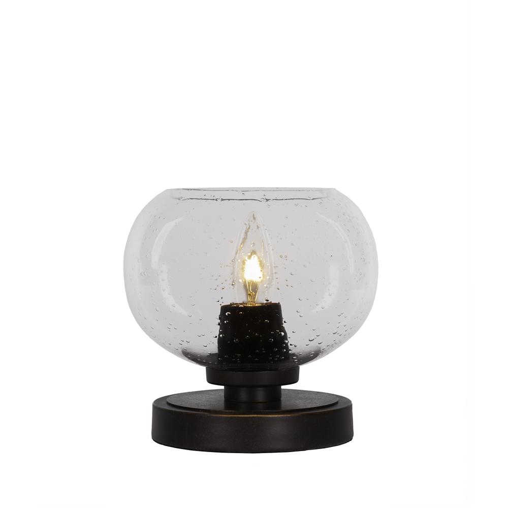 Toltec Lighting 51-DG-202 Luna Accent Table Lamp Shown In Dark Granite Finish With 7" Clear Bubble Glass