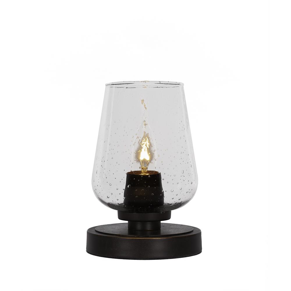 Toltec Lighting 51-DG-210 Luna Accent Table Lamp Shown In Dark Granite Finish With 5" Clear Bubble Glass