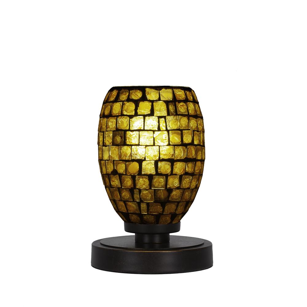 Toltec Lighting 51-DG-409 Luna Accent Table Lamp Shown In Dark Granite Finish With 5" Copper Mosaic Glass