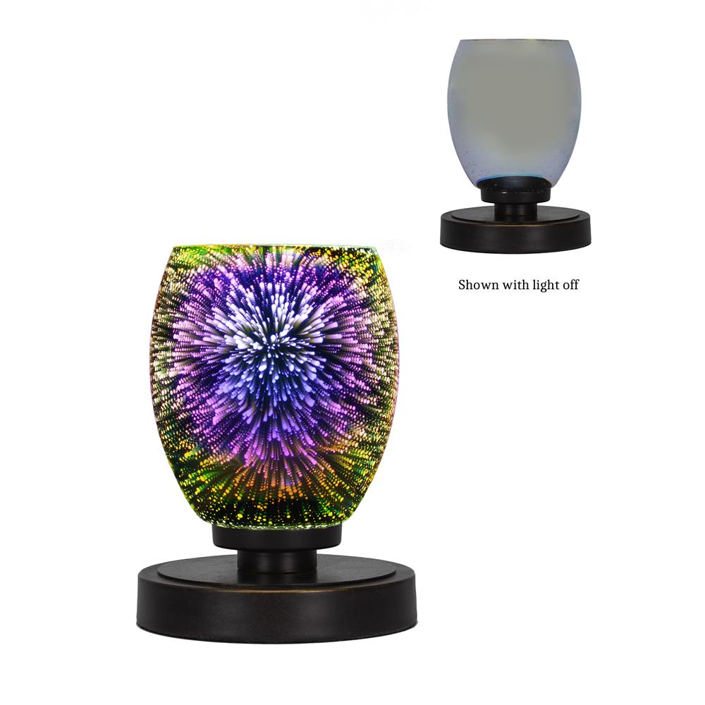 Toltec Lighting 51-DG-6595 Luna Accent Table Lamp Shown In Dark Granite Finish With 5" Silver Fire Glass
