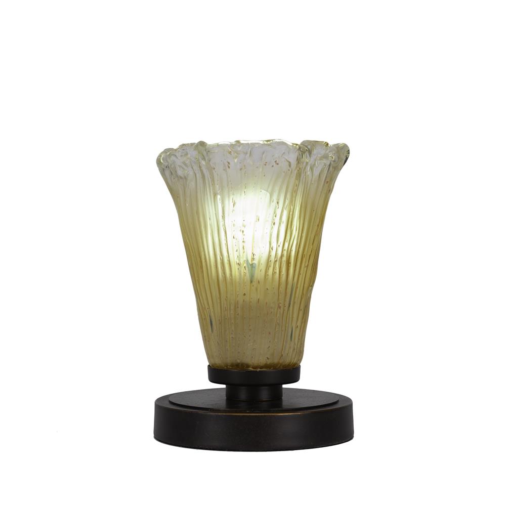 Toltec Lighting 51-DG-720 Luna Accent Table Lamp Shown In Dark Granite Finish With 5.5" Fluted Amber Crystal Glass
