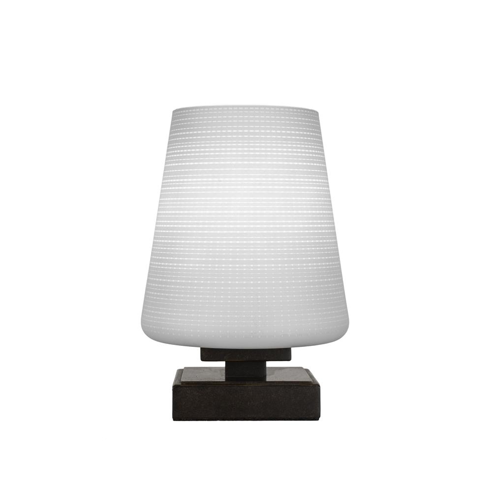 Toltec Lighting 52-DG-4031 Luna Accent Table Lamp Shown In Dark Granite Finish With 6" White Matrix Glass