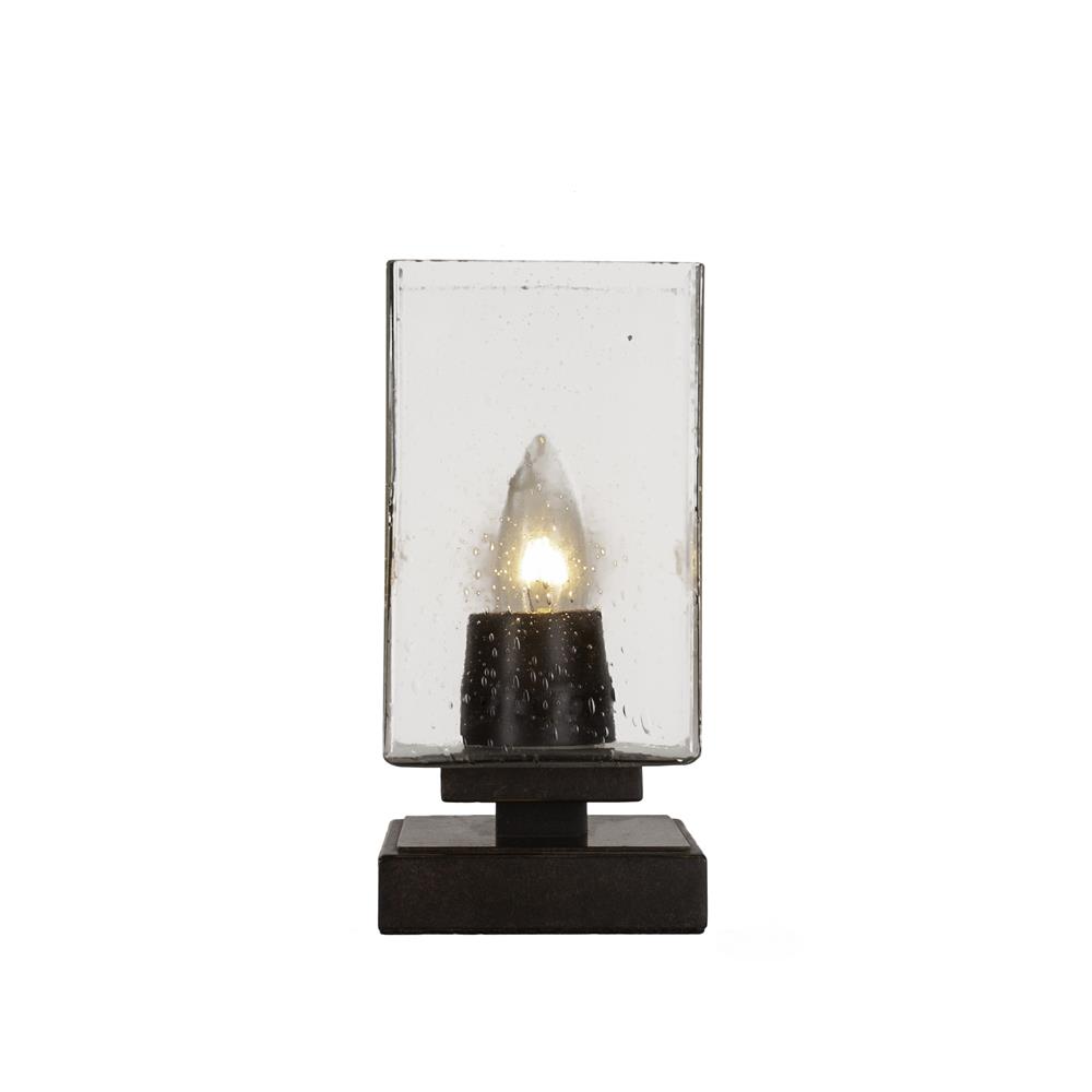 Toltec Lighting 52-DG-530 Luna Accent Table Lamp Shown In Dark Granite Finish With 4" Square Clear Bubble Glass