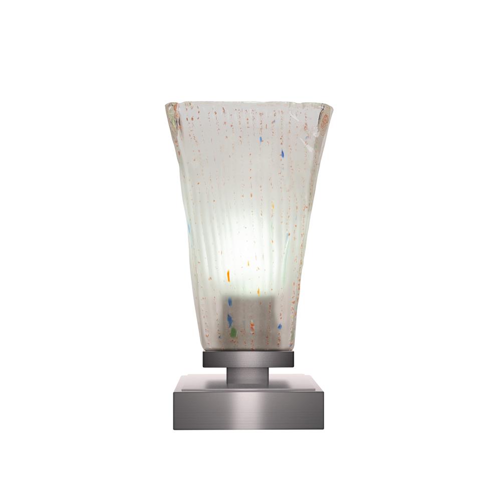 Toltec Lighting 52-GP-631 Luna Accent Table Lamp Shown In Graphite Finish With 5" Square Frosted Crystal Glass