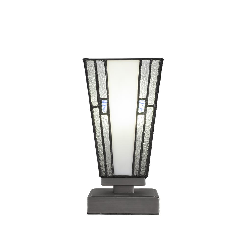Toltec Lighting 52-GP-9534 Luna Accent Table Lamp Shown In Graphite Finish With 5" Square Sky Ice Art Glass