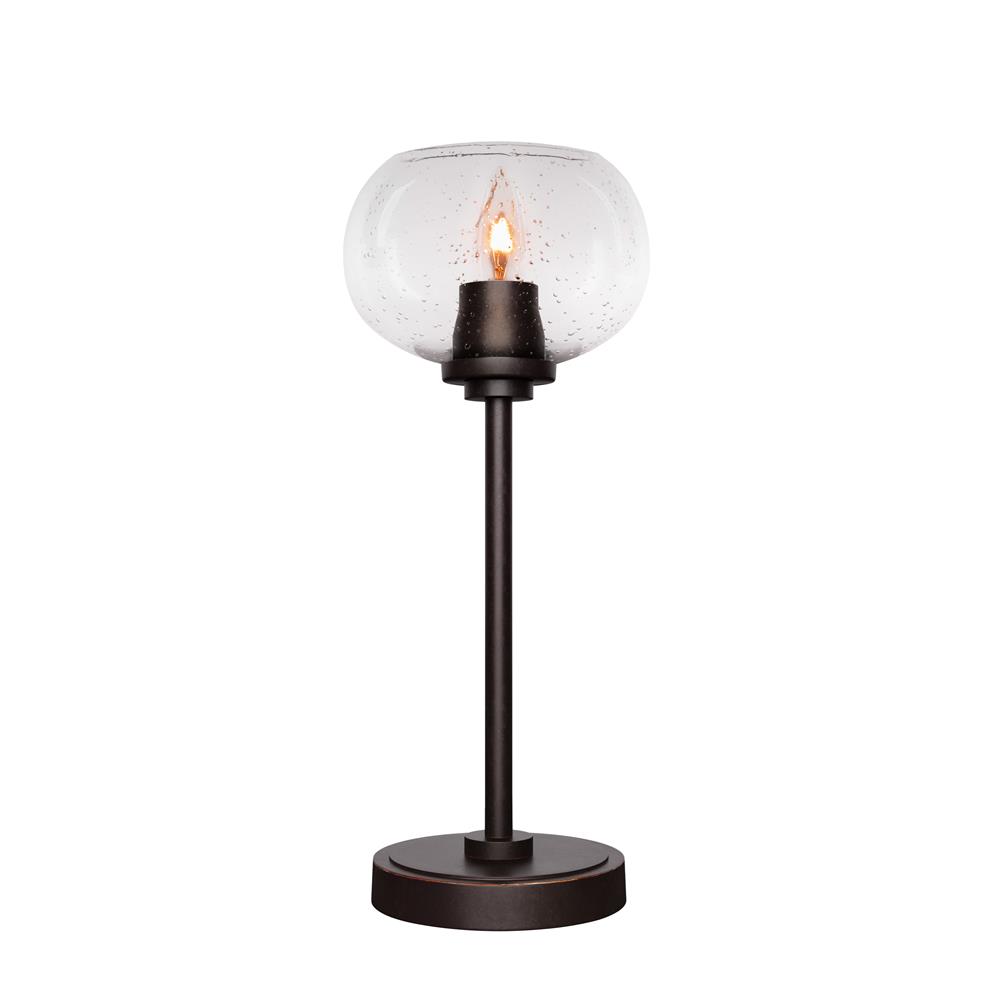 Toltec Lighting 53-DG-202 Luna Accent Table Lamp Shown In Dark Granite Finish With 7" Clear Bubble Glass