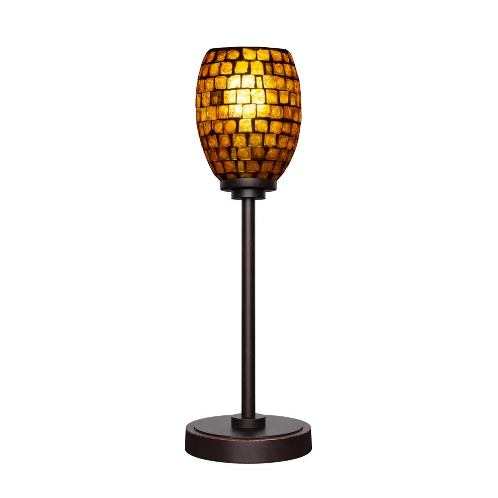 Toltec Lighting 53-DG-409 Luna Accent Table Lamp Shown In Dark Granite Finish With 5" Copper Mosaic Glass