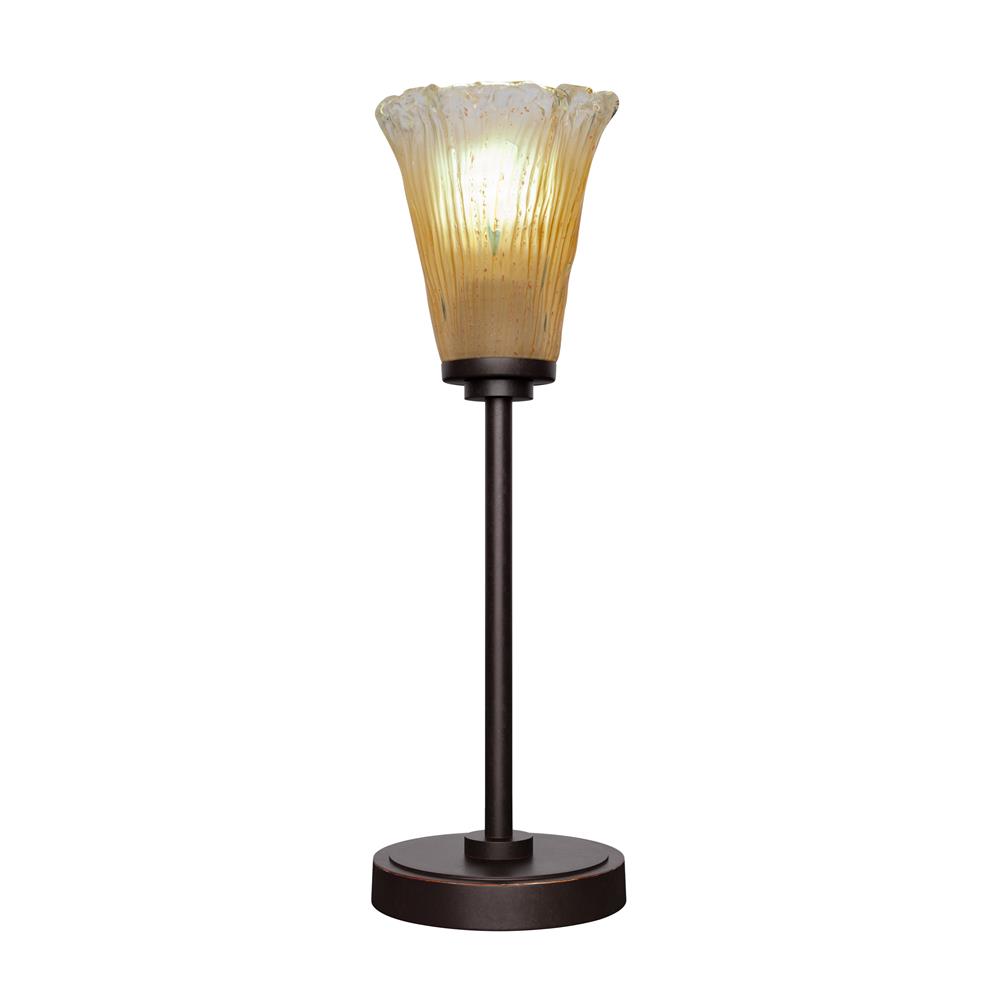 Toltec Lighting 53-DG-720 Luna Accent Table Lamp Shown In Dark Granite Finish With 5.5" Fluted Amber Crystal Glass