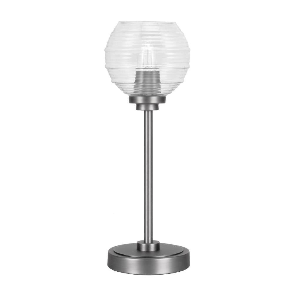 Toltec Lighting 53-GP-5110 Luna Accent Lamp, Graphite Finish, 6" Clear Ribbed Glass