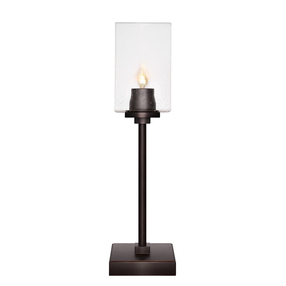 Toltec Lighting 54-DG-530 Luna Accent Table Lamp Shown In Dark Granite Finish With 4" Square Clear Bubble Glass