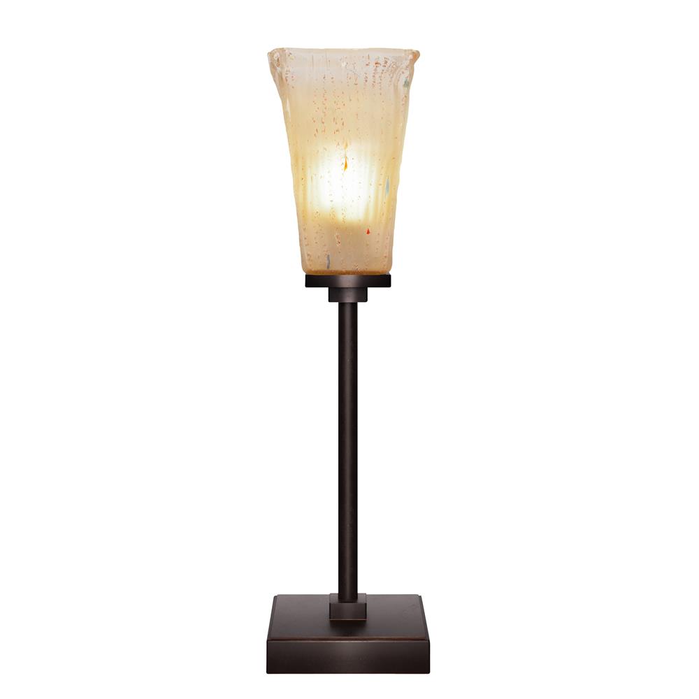 Toltec Lighting 54-DG-630 Luna Accent Table Lamp Shown In Dark Granite Finish With 5" Square Amber Crystal Glass