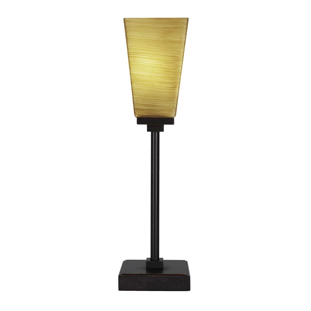 Toltec Lighting 54-DG-670 Luna Accent Table Lamp Shown In Dark Granite Finish With 5" Square Cayenne Linen Glass