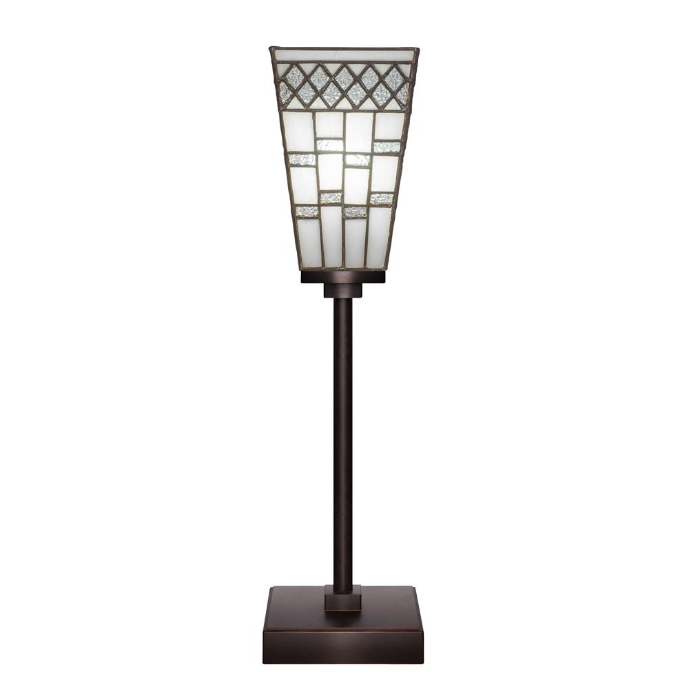 Toltec Lighting 54-DG-9104 Luna Accent Table Lamp Shown In Dark Granite Finish With 5" Square Pewter Art Glass