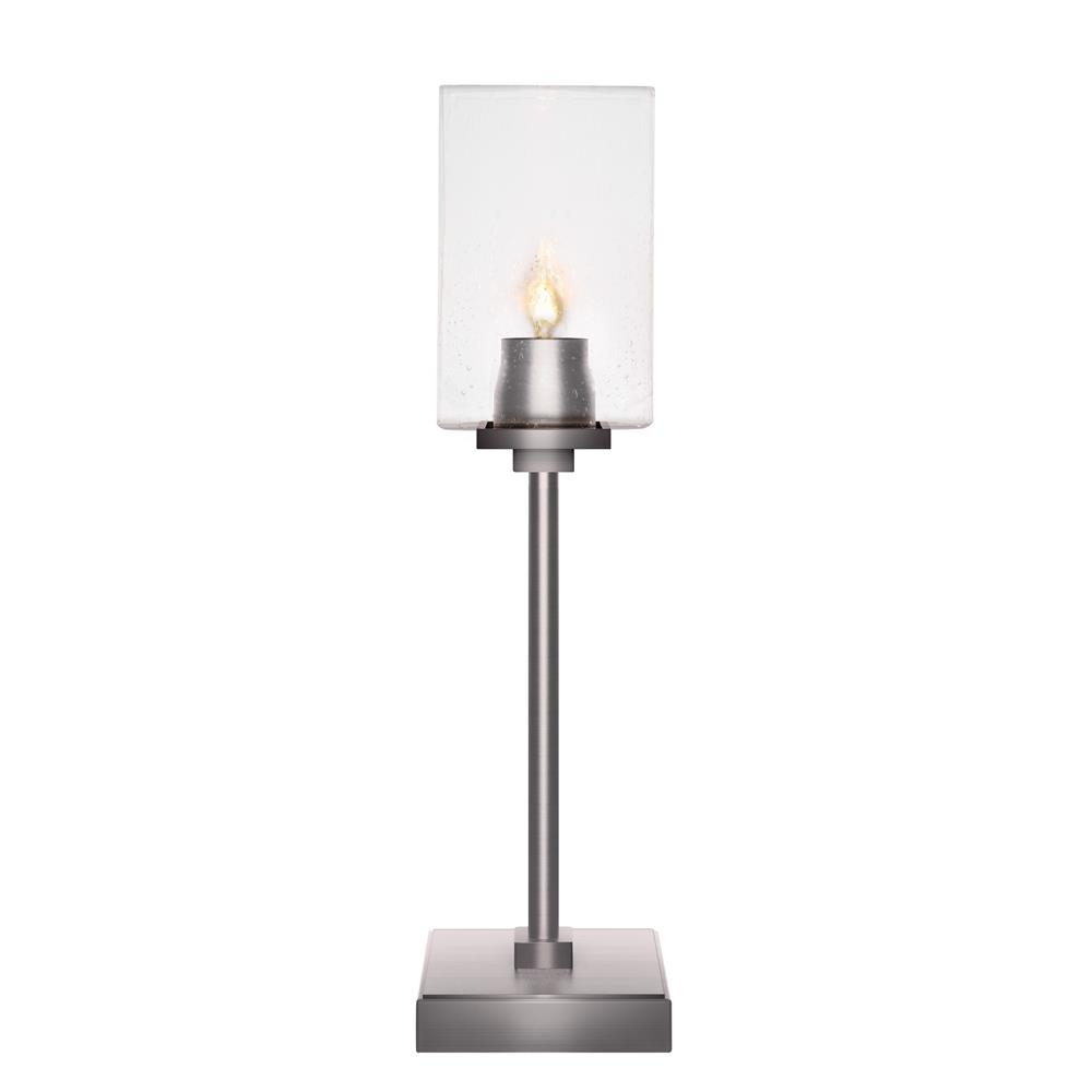 Toltec Lighting 54-GP-530 Luna Accent Table Lamp Shown In Graphite Finish With 4" Square Clear Bubble Glass