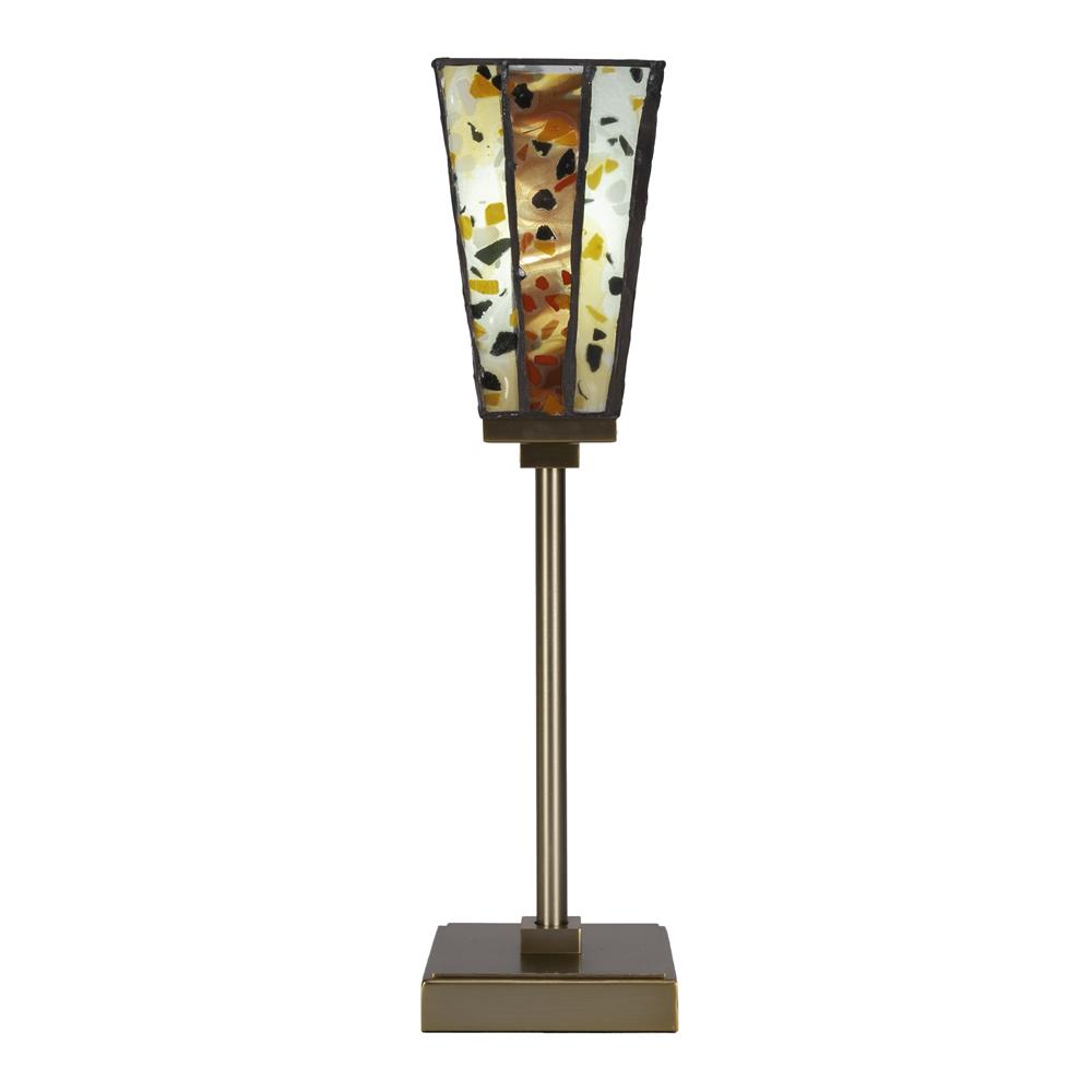 Toltec Lighting 54-NAB-9564 Luna Accent Table Lamp Shown In New Age Brass Finish With 5" Square Fiesta Art Glass
