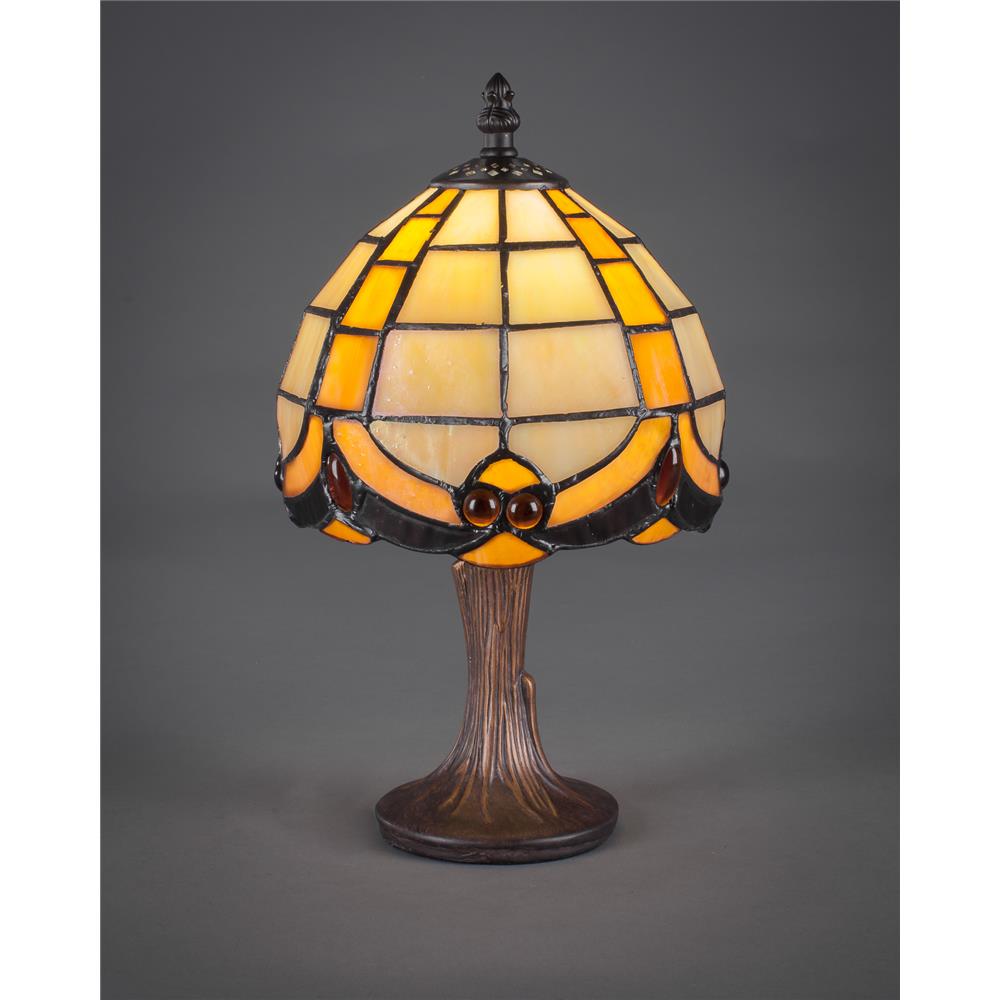 Toltec Lighting 55-DG-9897 Mini Table Lamp In Dark Granite Finish With 7.25” Butterscotch Tiffany Glass