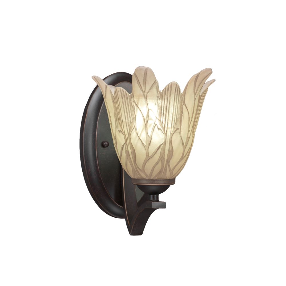 Toltec 551-DG-1025 Zilo Wall Sconce Shown In Bronze Finish With 7" Vanilla Leaf Glass