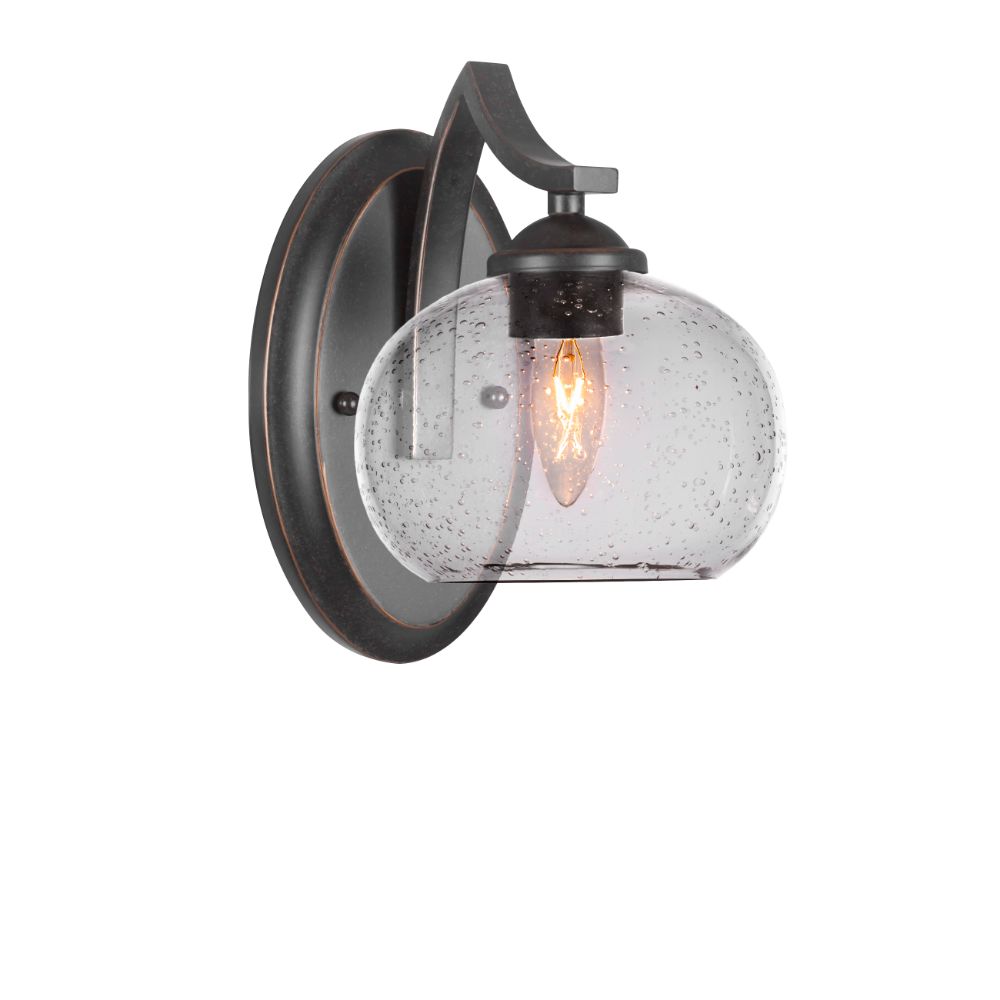 Toltec Lighting 551-DG-202 Zilo Wall Sconce Shown In Dark Granite Finish With 7" Clear Bubble Glass