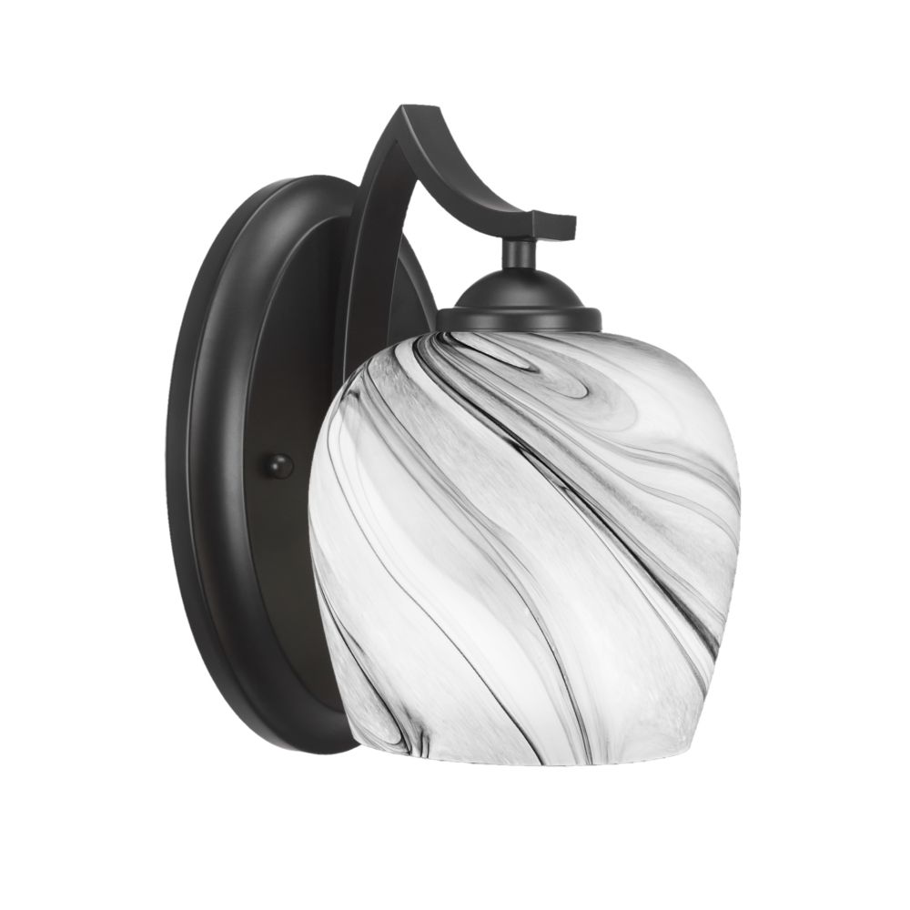 Toltec Lighting 551-MB-4819 Zilo Wall Sconce Shown In Matte Black Finish With 6" Onyx Swirl Glass