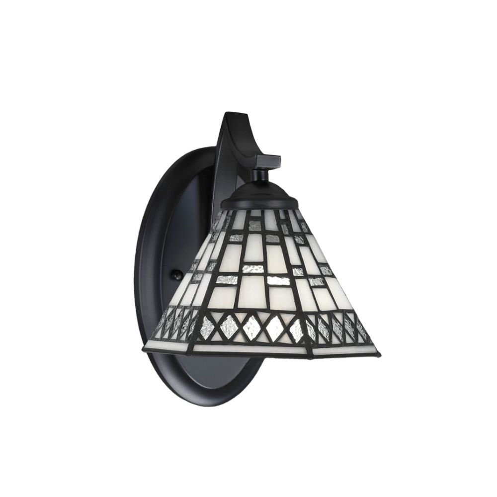 Toltec 551-MB-9105 Zilo Wall Sconce Shown In Matte Black Finish With 7" Pewter Tiffany Glass