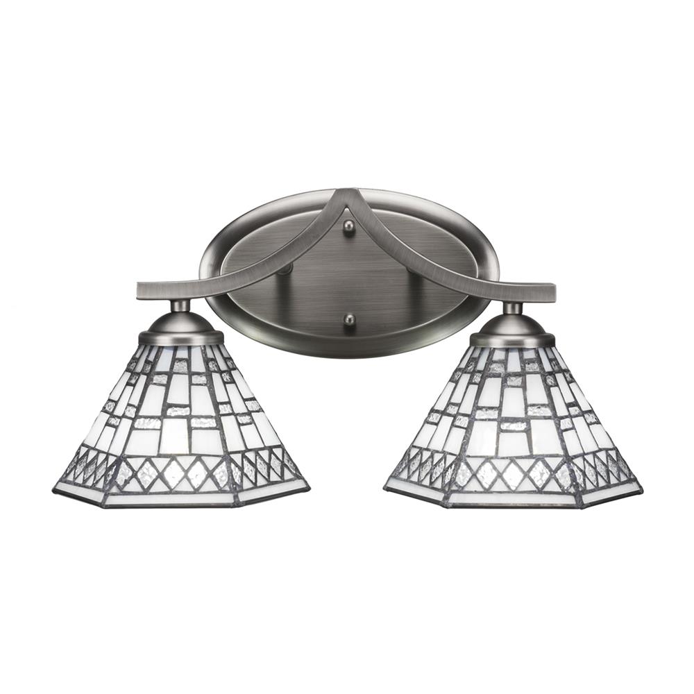 Toltec Lighting 552-GP-9105 Zilo 2 Light Bath Bar Shown In Graphite Finish With 7" Pewter Tiffany Glass