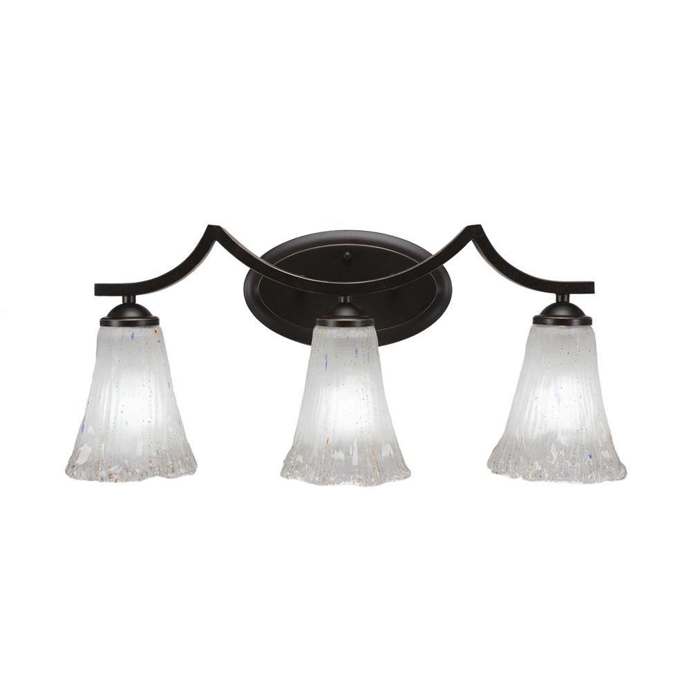 Toltec Lighting 553-DG-721 Zilo 3 Light Bath Bar in Dark Granite Finish With 5.5" Fluted Frosted Crystal Glass