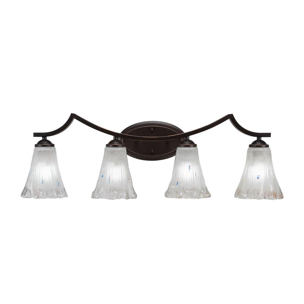 Toltec Lighting 554-DG-721 Zilo 4 Light Bath Bar in Dark Granite Finish With 5.5" Fluted Frosted Crystal Glass
