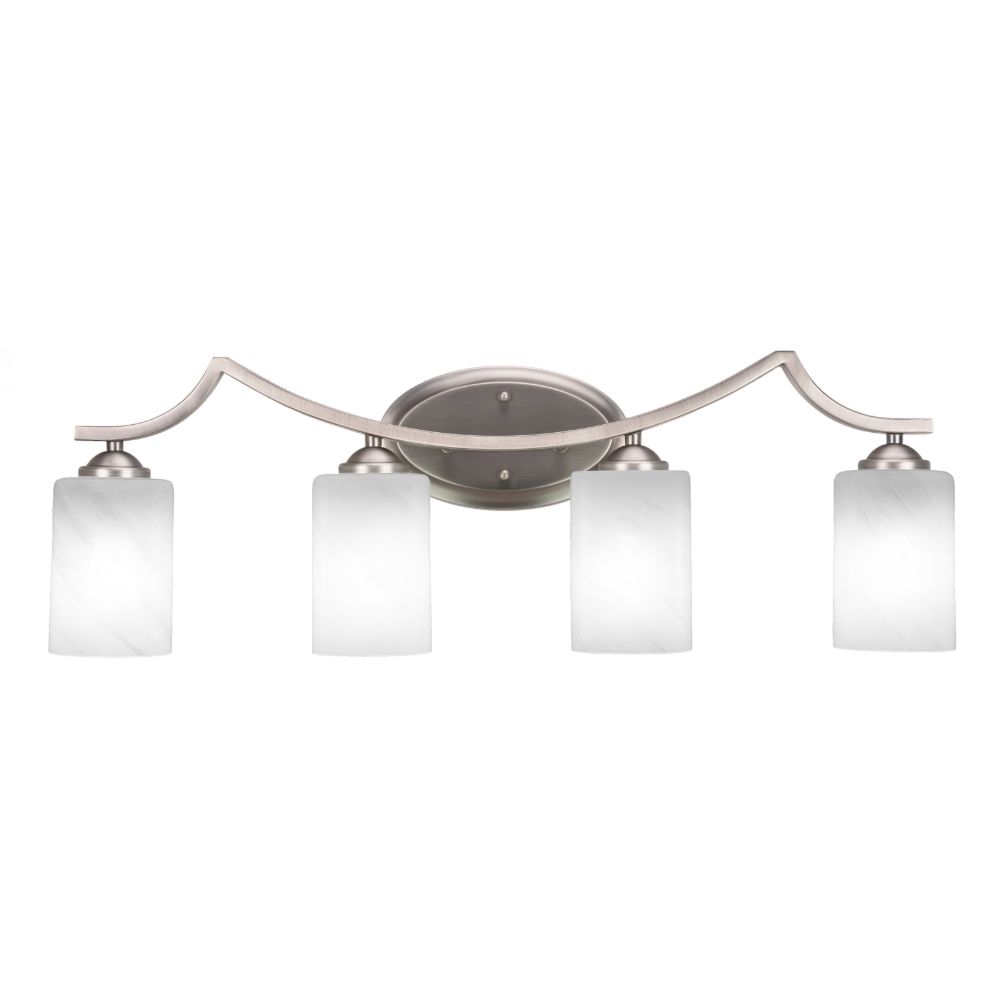 Toltec Lighting 554-GP-3001 Zilo 4 Light Bath Bar Shown In Graphite Finish With 4" White Marble Glass