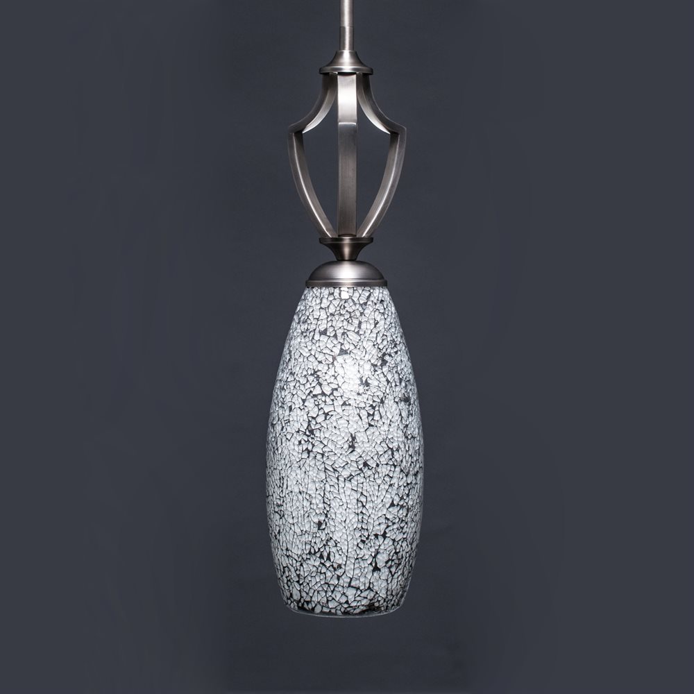 Toltec Lighting 561-DG-416 Zilo 1 Light Mini Pendant in Dark Granite Finish With 5.5" Black Fusion Glass