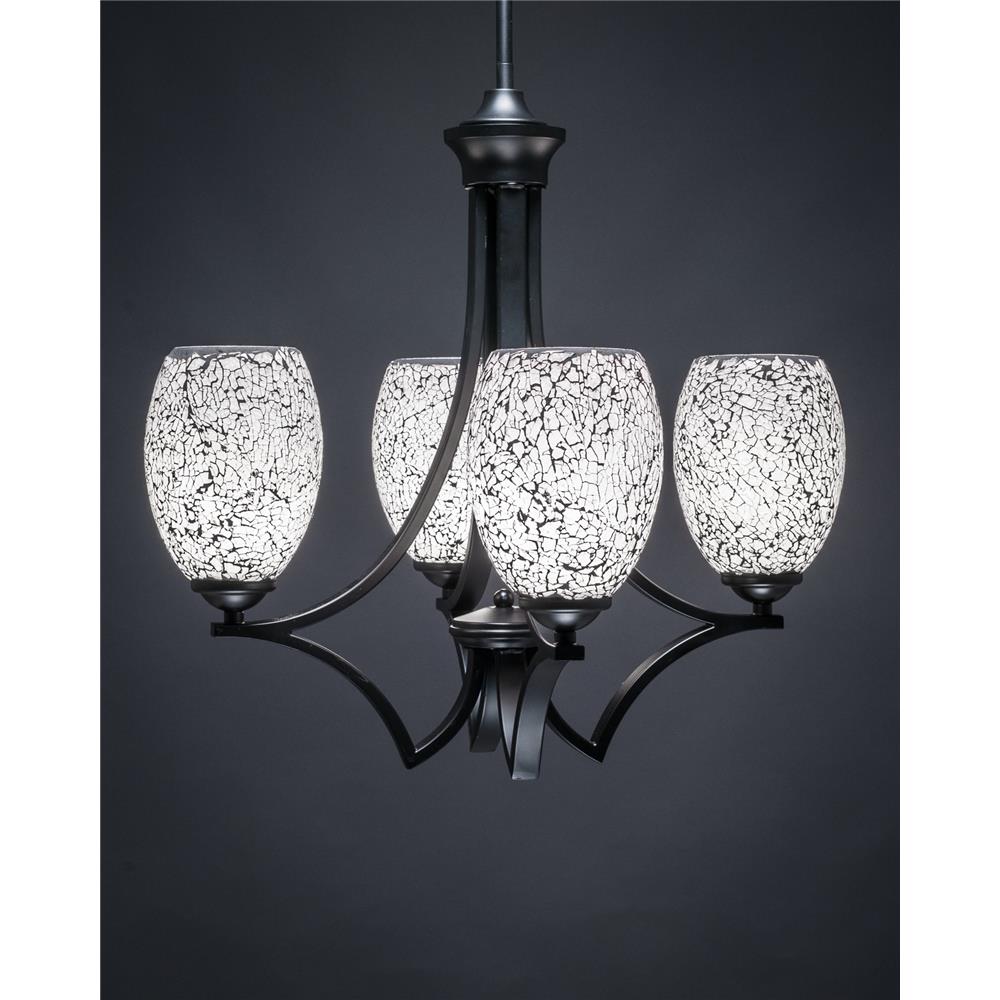 Toltec Lighting 564-MB-4165 Zilo 4 Light Chandelier in Matte Black Finish With 5" Black Fusion Ice Glass