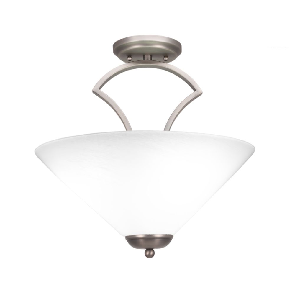 Toltec Lighting 565-GP-2161 Zilo Semi Flush With 3 Bulbs Shown In Graphite Finish With 16" White Marble Glass