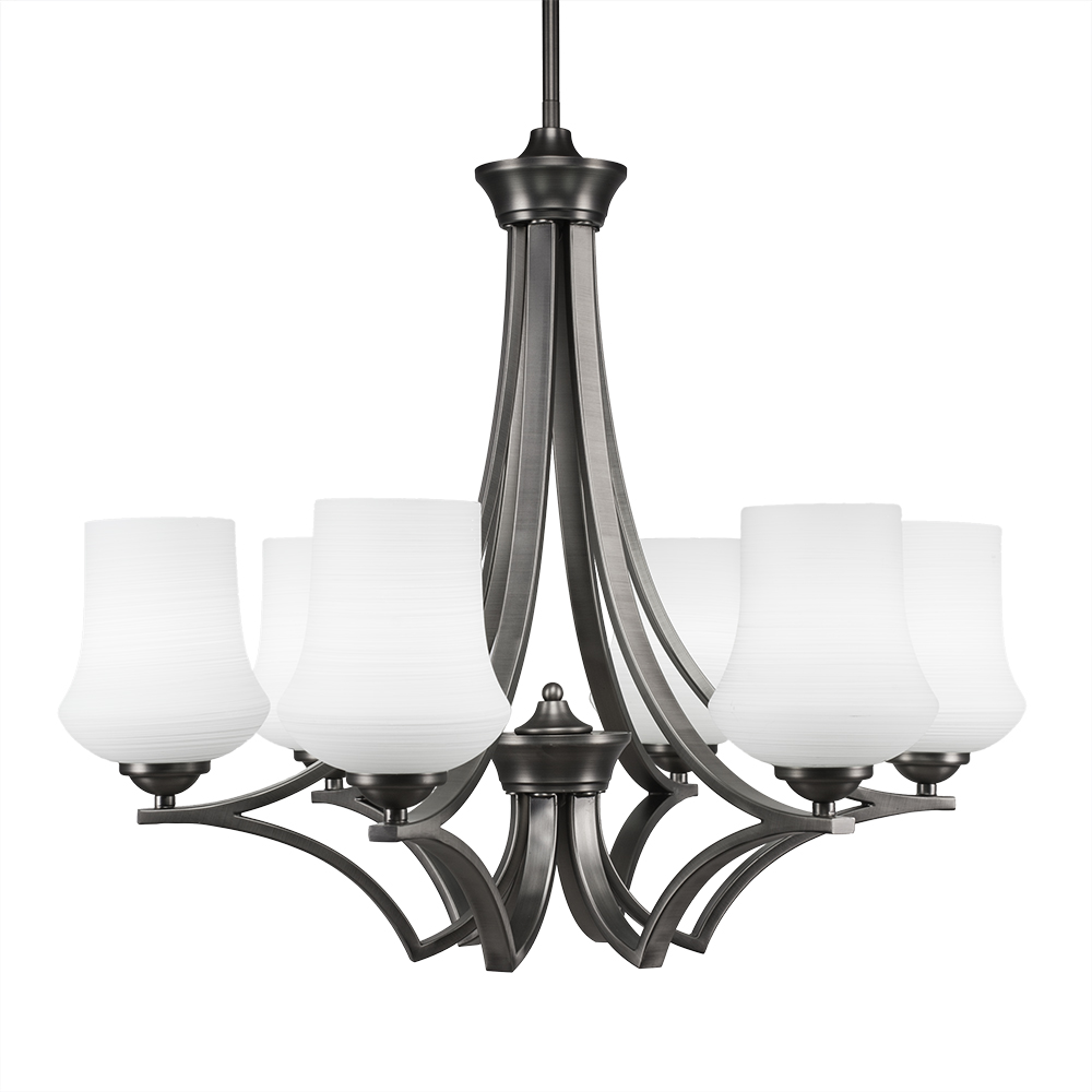 Toltec Lighting 566-GP-681 Zilo 6 Light Chandelier in Graphite Finish With 5.5" Zilo Cayenne Linen Glass