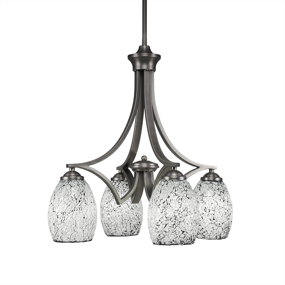 Toltec Lighting 568-GP-4165 Zilo 4 Light Chandelier Shown In Graphite Finish With 5" Black Fusion Glass