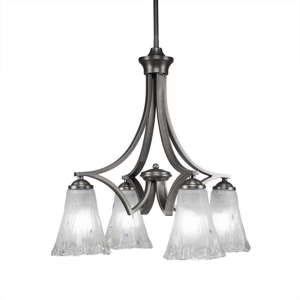 Toltec Lighting 568-GP-721 Zilo 4 Light Chandelier Shown In Graphite Finish With 5.5" Fluted Frosted Crystal Glass